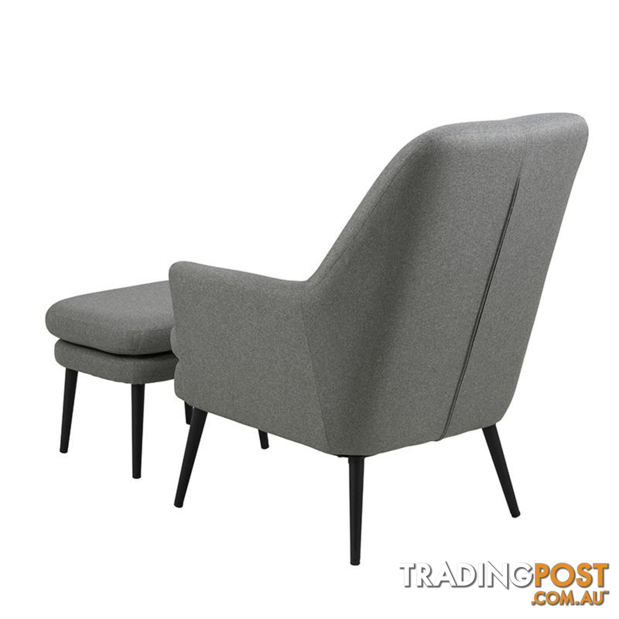 KENDRA Lounge Chair with Footstool - Grey - AC-0000088240 - 5713941137616