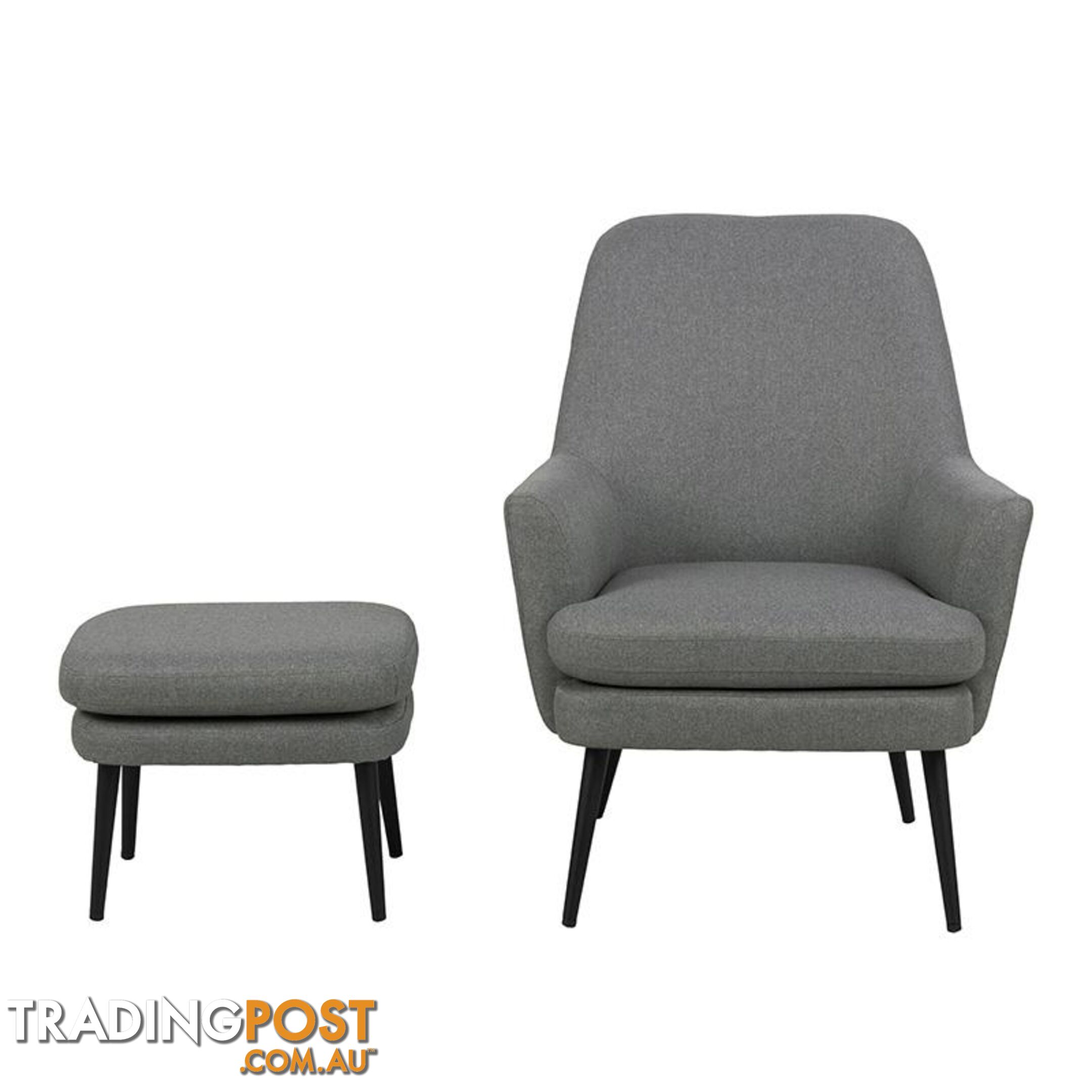 KENDRA Lounge Chair with Footstool - Grey - AC-0000088240 - 5713941137616