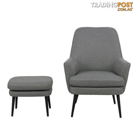 KENDRA Lounge Chair with Footstool - Grey - AC-0000088240 - 5713941137616