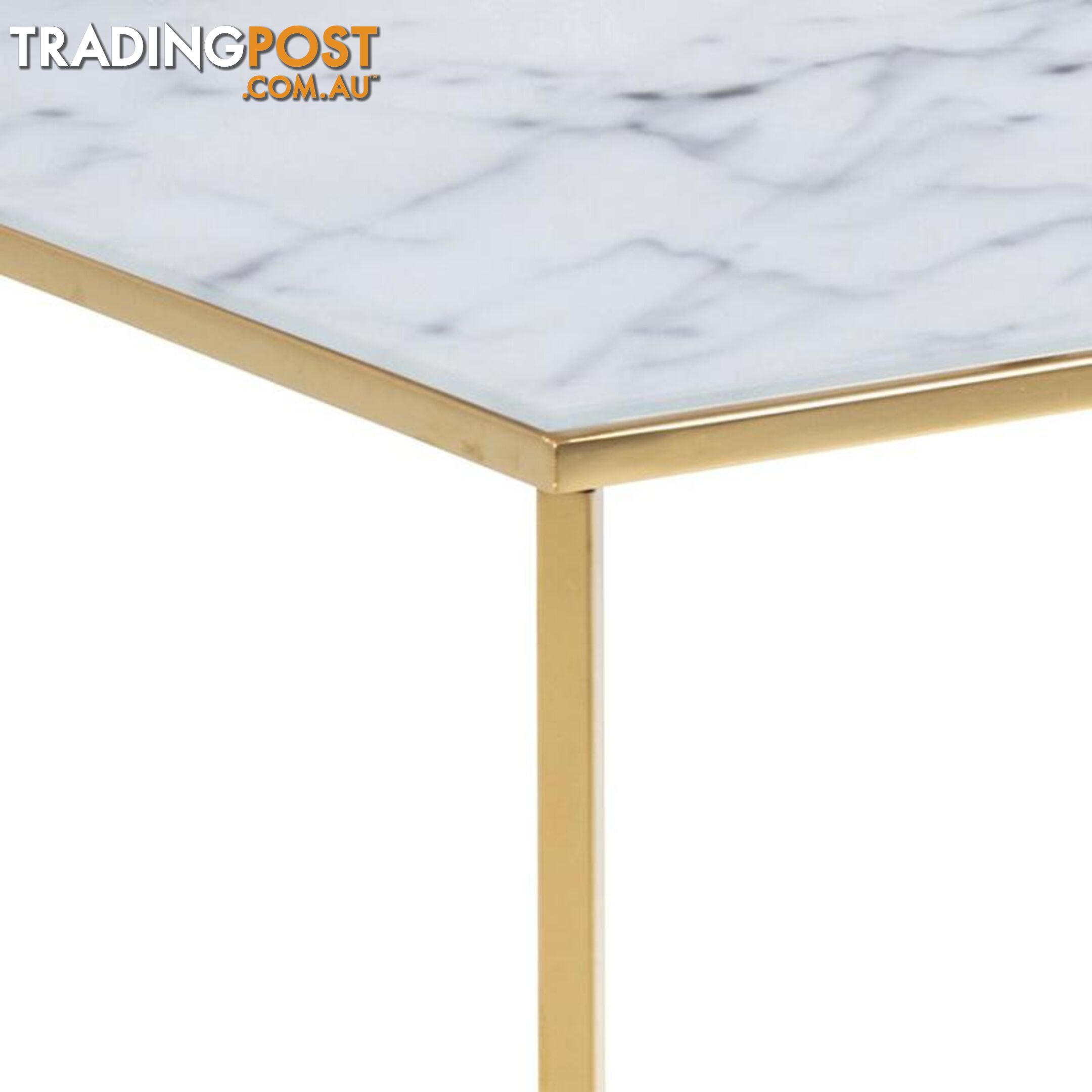 KOLINA Glass Coffee Table 80cm - White & Golden Chrome - AC-0000062030 - 5705994837193