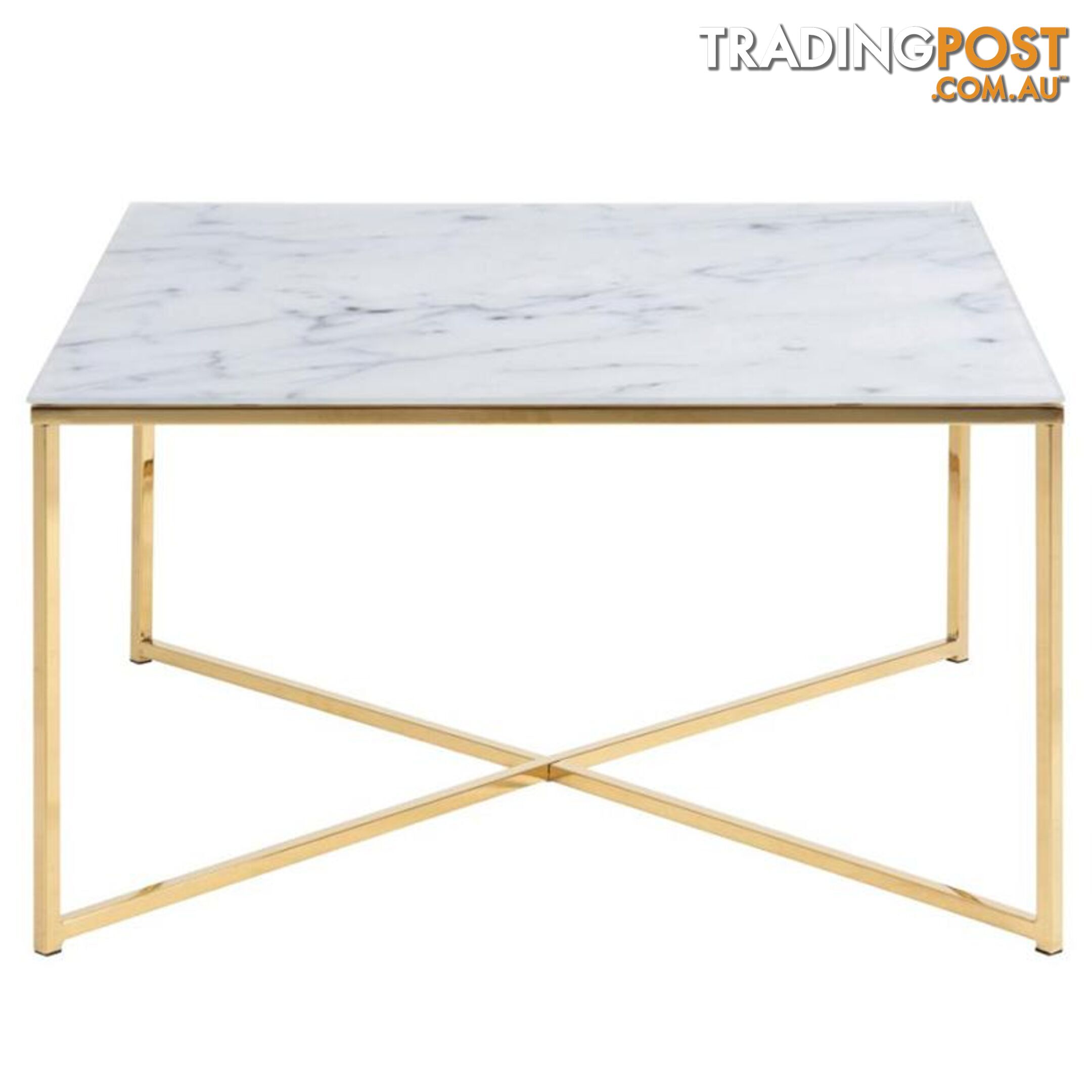 KOLINA Glass Coffee Table 80cm - White & Golden Chrome - AC-0000062030 - 5705994837193