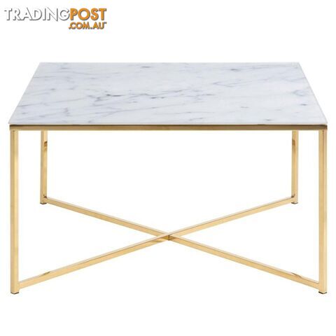 KOLINA Glass Coffee Table 80cm - White & Golden Chrome - AC-0000062030 - 5705994837193