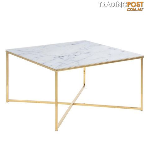 KOLINA Glass Coffee Table 80cm - White & Golden Chrome - AC-0000062030 - 5705994837193