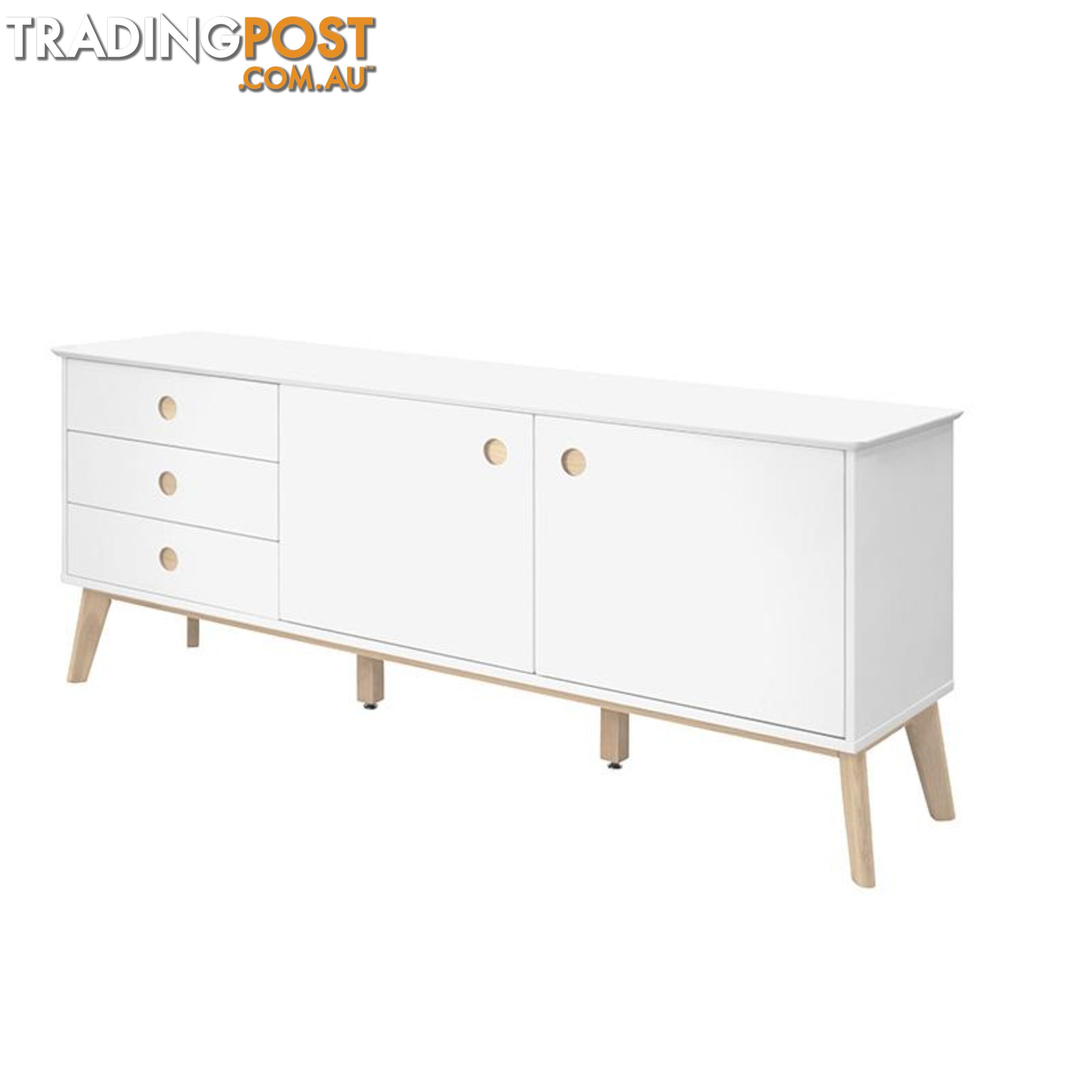 SABINE Sideboard 180cm - White/Natural - AC-91721-1 - 5705994999631