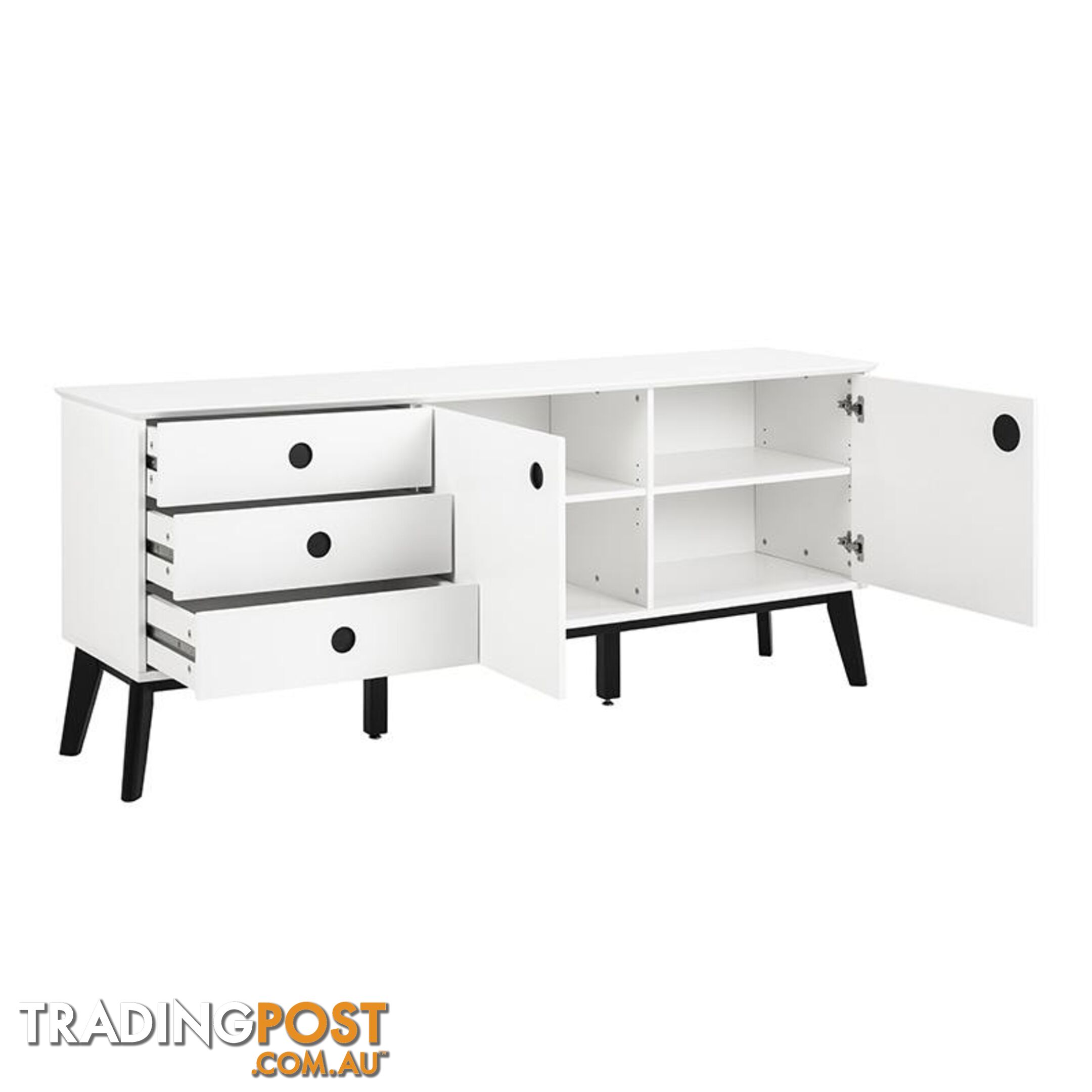 SABINE Sideboard 180cm - White/Natural - AC-91721-1 - 5705994999631