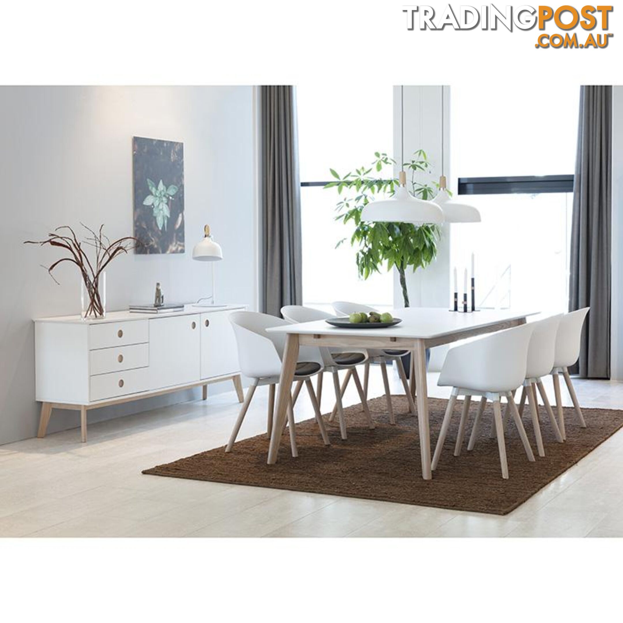 SABINE Sideboard 180cm - White/Natural - AC-91721-1 - 5705994999631