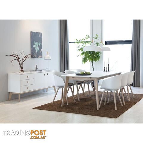 SABINE Sideboard 180cm - White/Natural - AC-91721-1 - 5705994999631