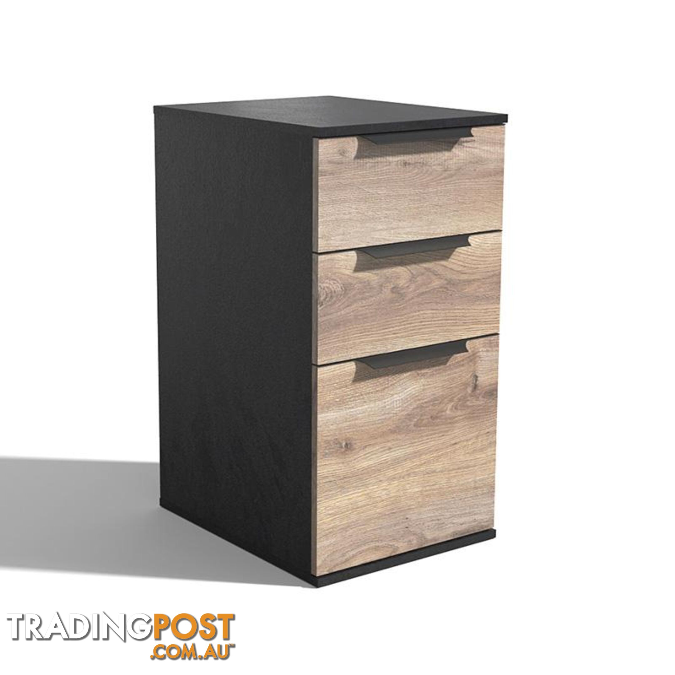 TRIBECA 3 Drawer Filing Cabinet - Warm Oak & Black - WF-N06 - 9334719011547