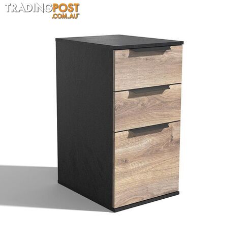 TRIBECA 3 Drawer Filing Cabinet - Warm Oak & Black - WF-N06 - 9334719011547