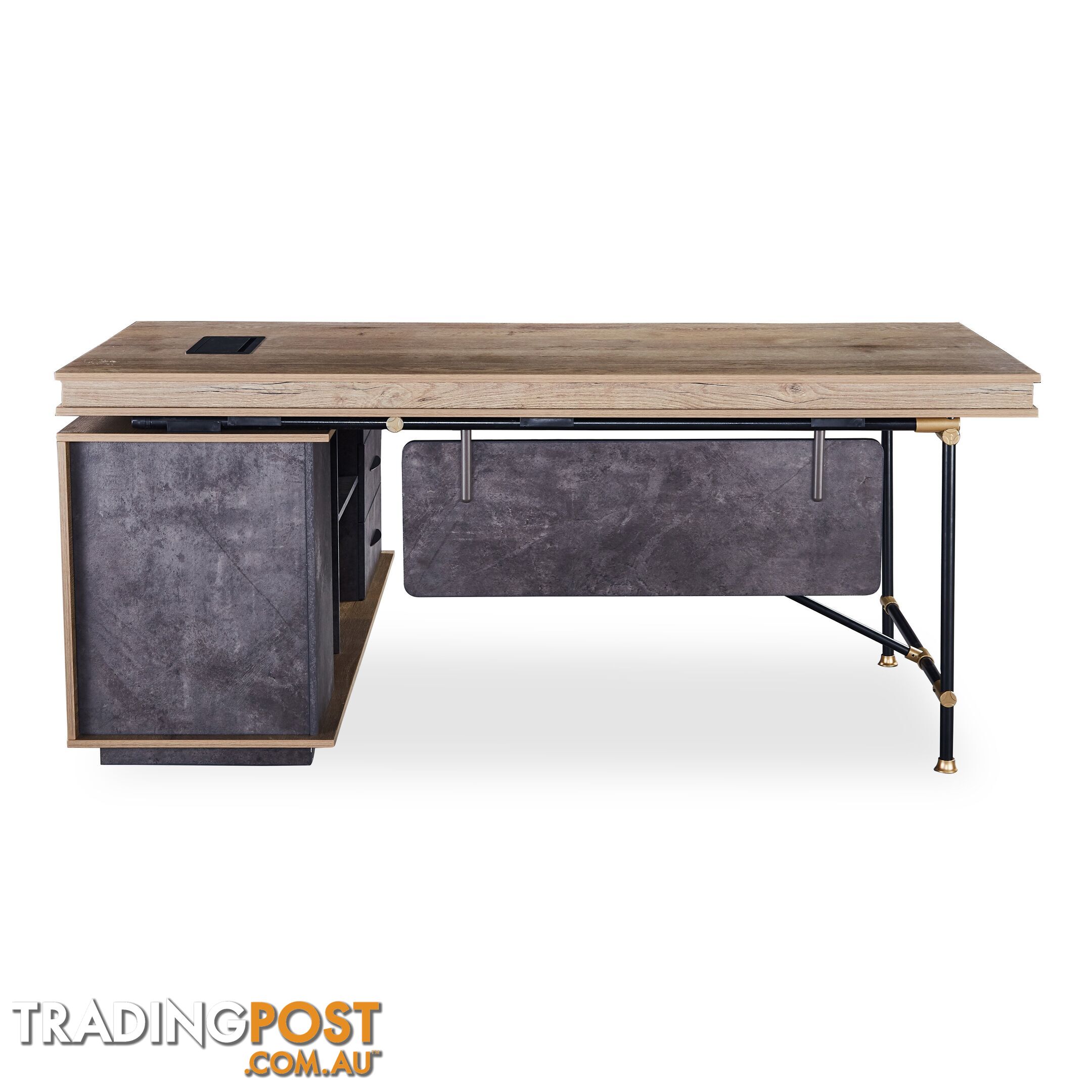 PARKER Executive Office Desk with Right Return 1.8M - Tobacco - WF-PW001A-R - 9334719004389