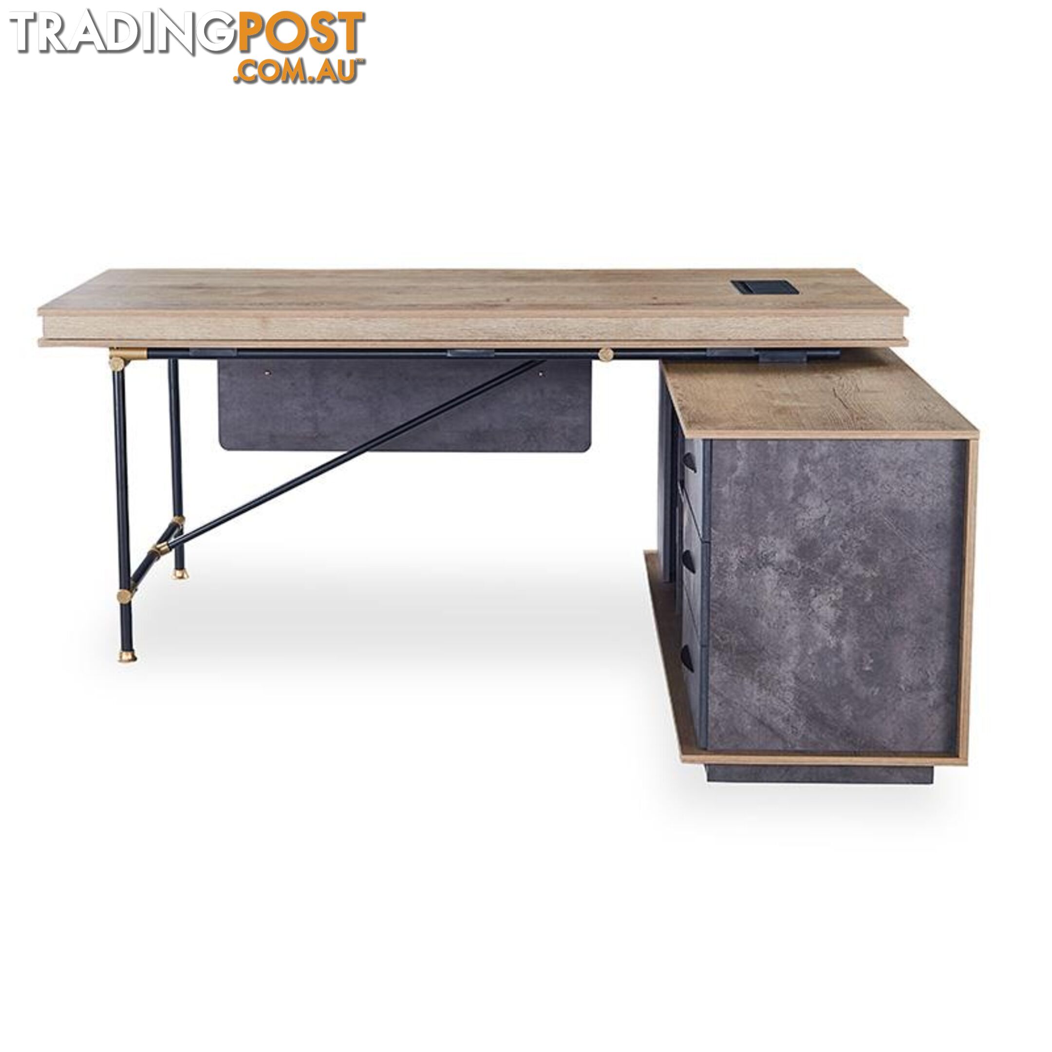 PARKER Executive Office Desk with Right Return 1.8M - Tobacco - WF-PW001A-R - 9334719004389