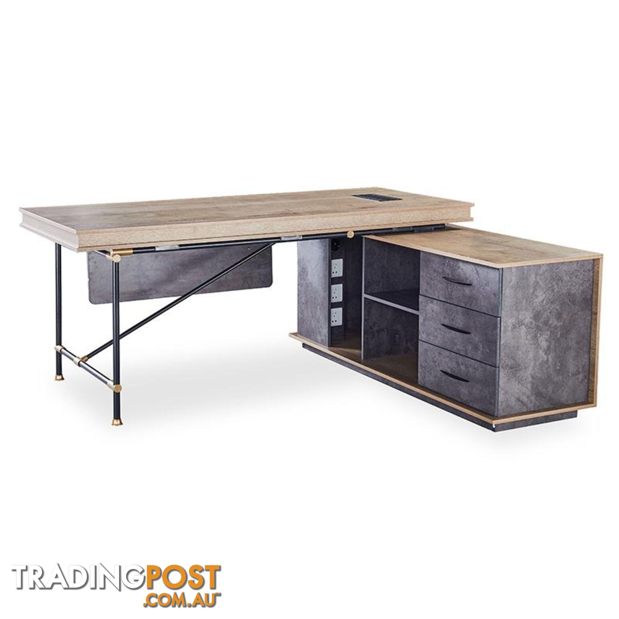 PARKER Executive Office Desk with Right Return 1.8M - Tobacco - WF-PW001A-R - 9334719004389