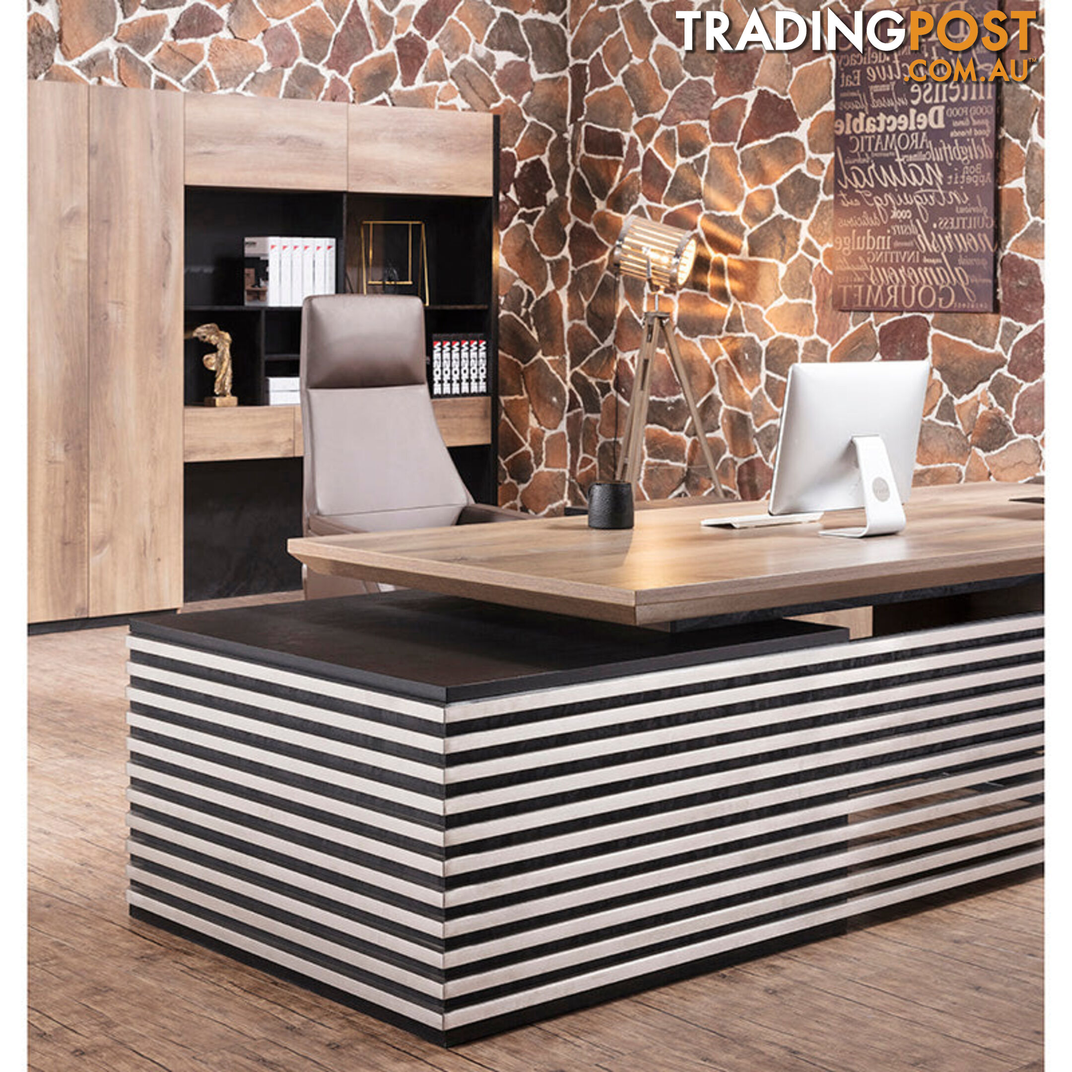 PHOENIX Executive Office Desk with Left Return 2.8M - Warm Oak & Black - WF-N2801-L - 9334719003849