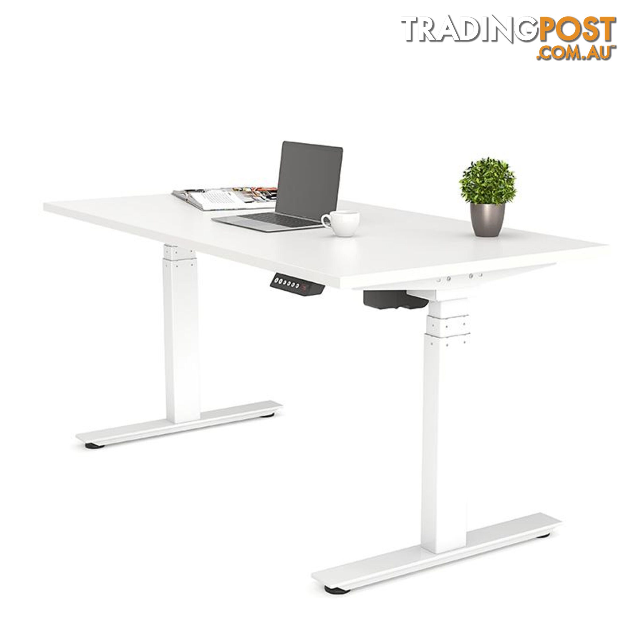 AGILE PRO Electric 2 Column Sit Standing Desk - 1200mm to 1800mm - White & White - OG_AGE2SSD139