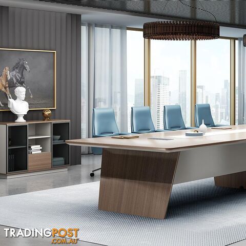 ANDERS Boardroom Table 2.4M - Australian Gold Oak & Beige - DF-TIAN-C0124 - 9334719011158