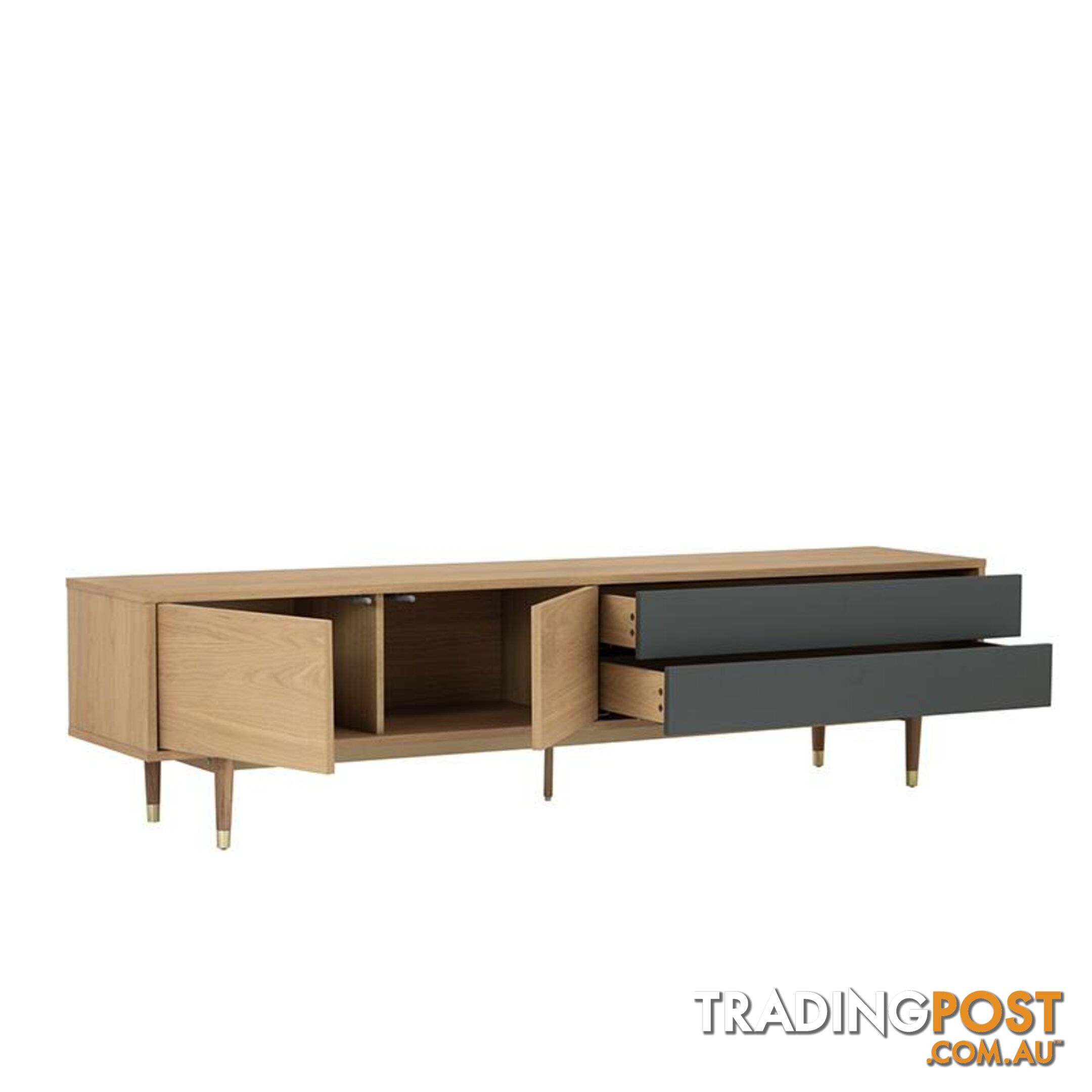 HOUSTON Entertainment TV Unit 200cm -  Natural & Grey - 336022 - 9334719003795