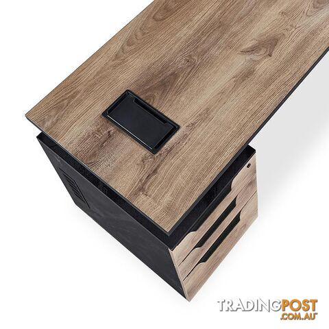 ARTO Single Workstation Desk with Left Cabinet 1.2M - Warm Oak & Black - WF-NW007-L - 9334719004259