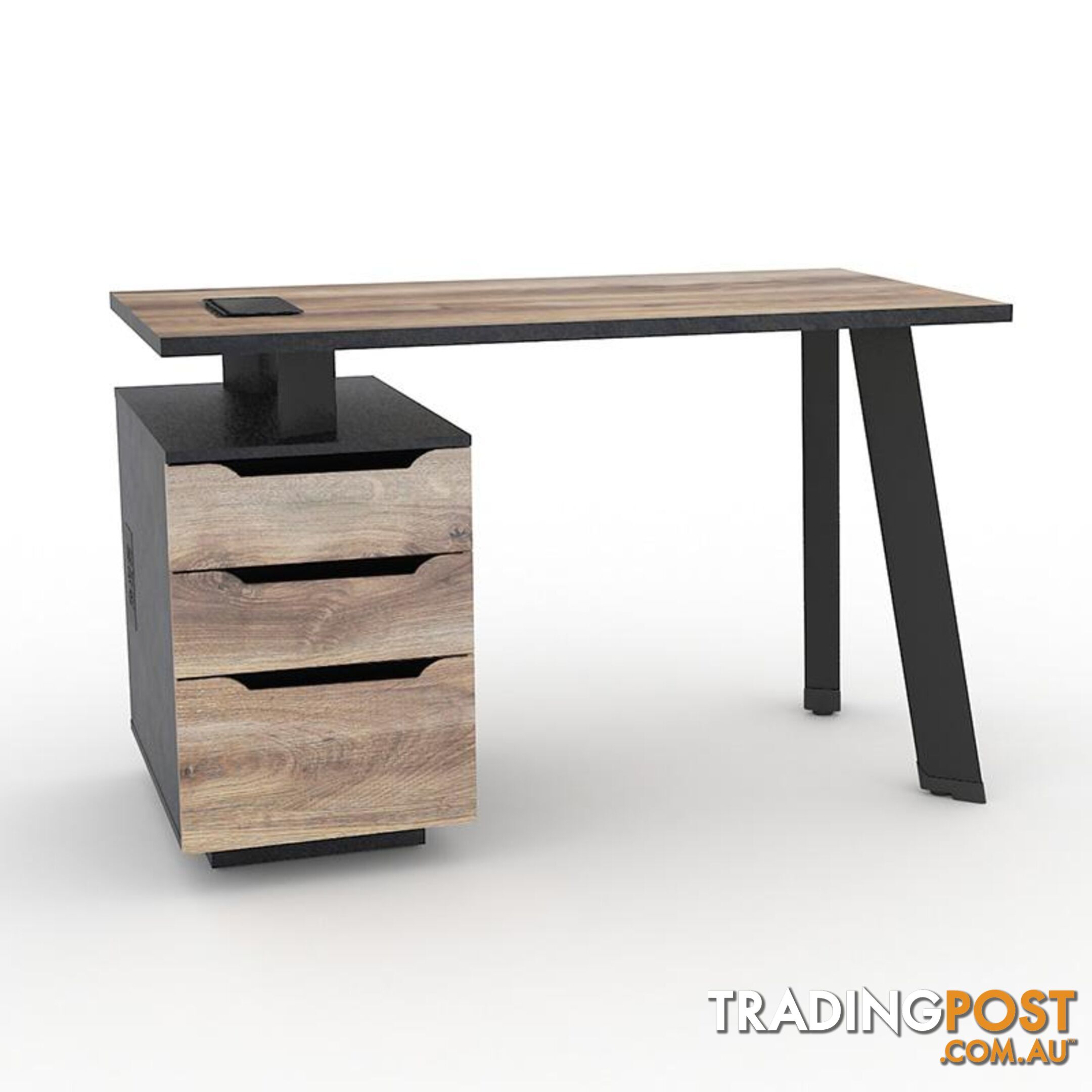 ARTO Single Workstation Desk with Left Cabinet 1.2M - Warm Oak & Black - WF-NW007-L - 9334719004259