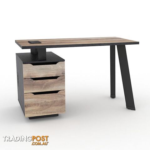 ARTO Single Workstation Desk with Left Cabinet 1.2M - Warm Oak & Black - WF-NW007-L - 9334719004259