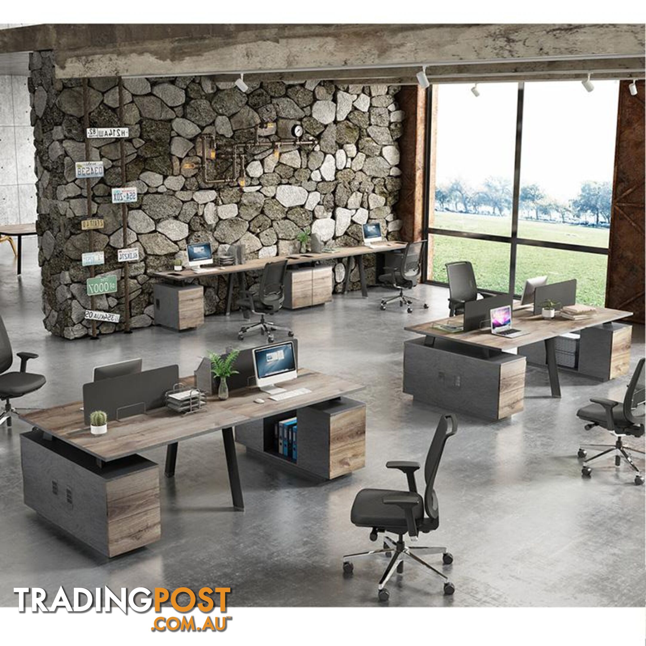ARTO Single Workstation Desk with Left Cabinet 1.2M - Warm Oak & Black - WF-NW007-L - 9334719004259
