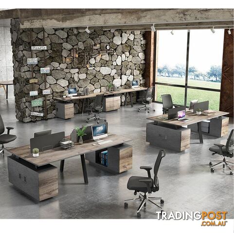 ARTO Single Workstation Desk with Left Cabinet 1.2M - Warm Oak & Black - WF-NW007-L - 9334719004259