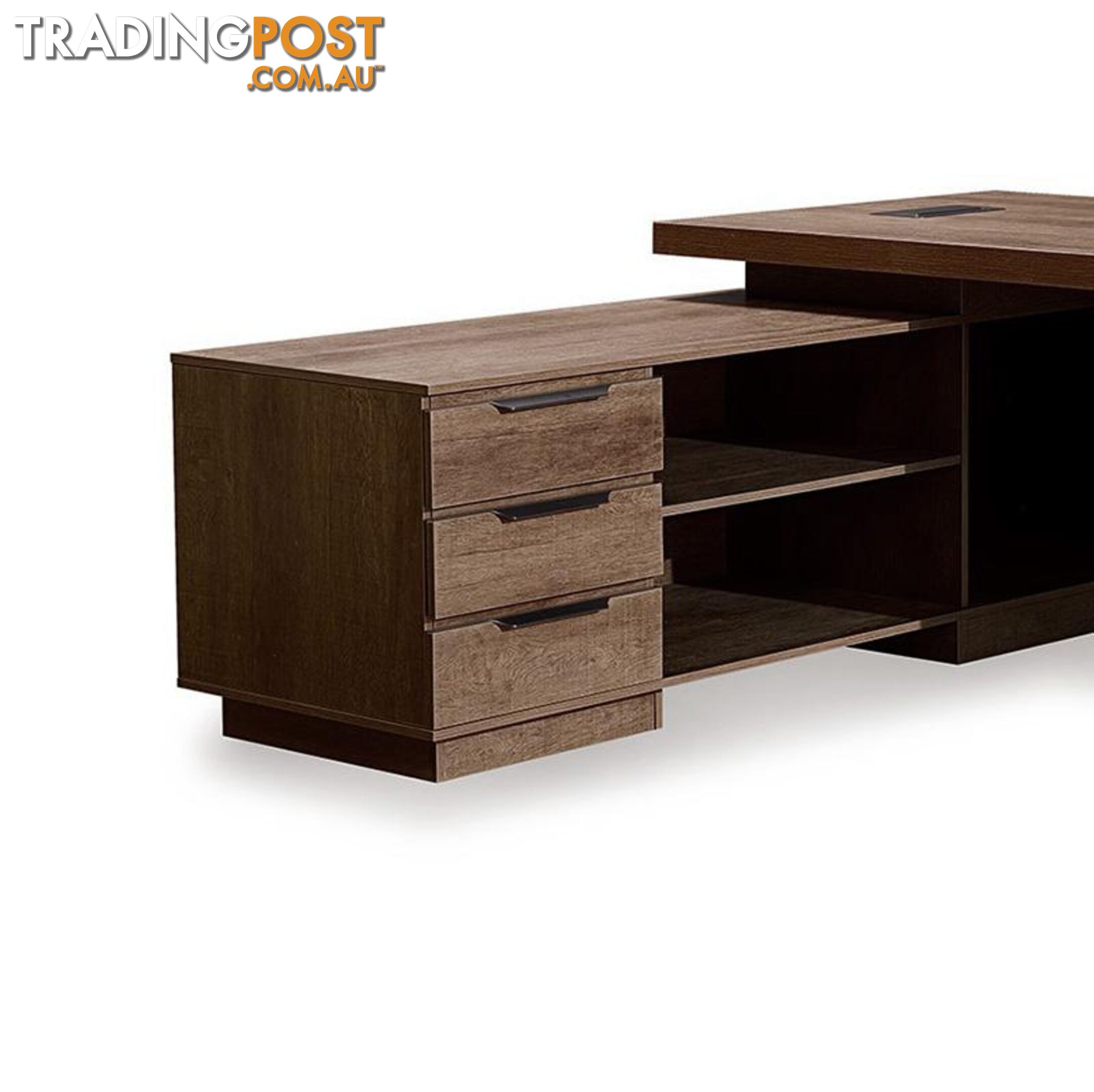 LARKIN Executive Desk with Left Return 2.4M - Warm Oak & Black - WF-M2503-L - 9334719011431