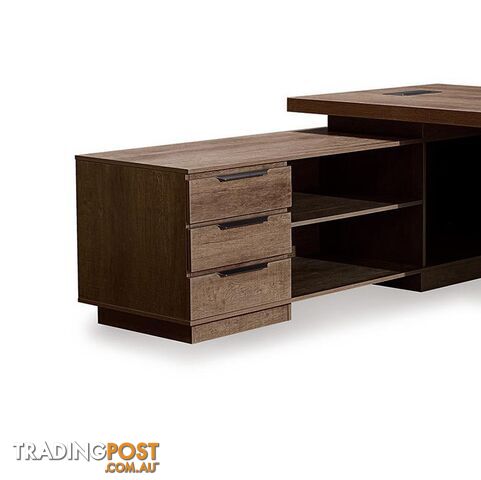 LARKIN Executive Desk with Left Return 2.4M - Warm Oak & Black - WF-M2503-L - 9334719011431