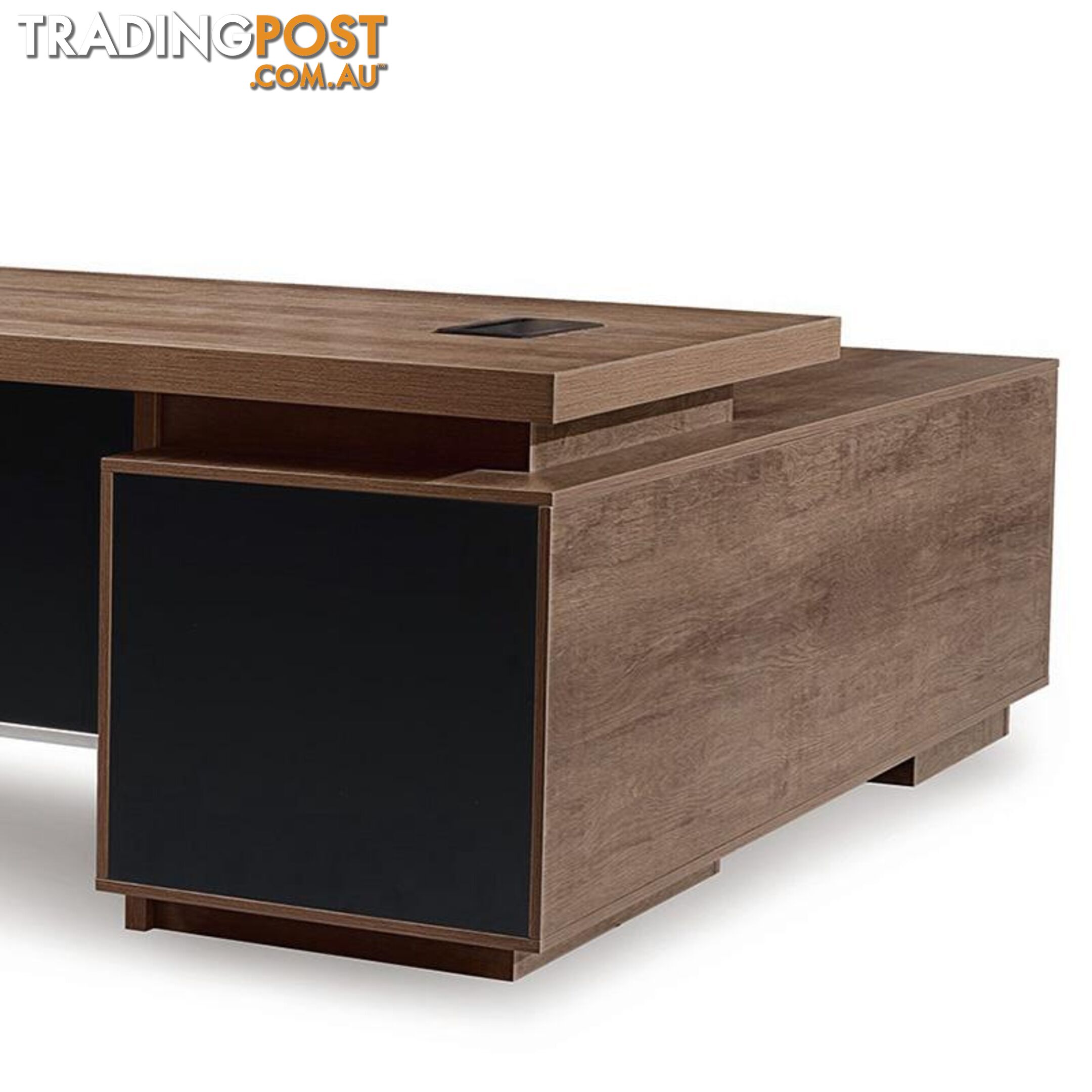 LARKIN Executive Desk with Left Return 2.4M - Warm Oak & Black - WF-M2503-L - 9334719011431