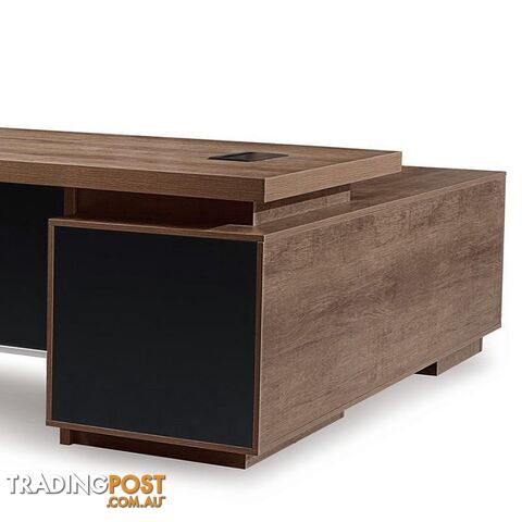 LARKIN Executive Desk with Left Return 2.4M - Warm Oak & Black - WF-M2503-L - 9334719011431