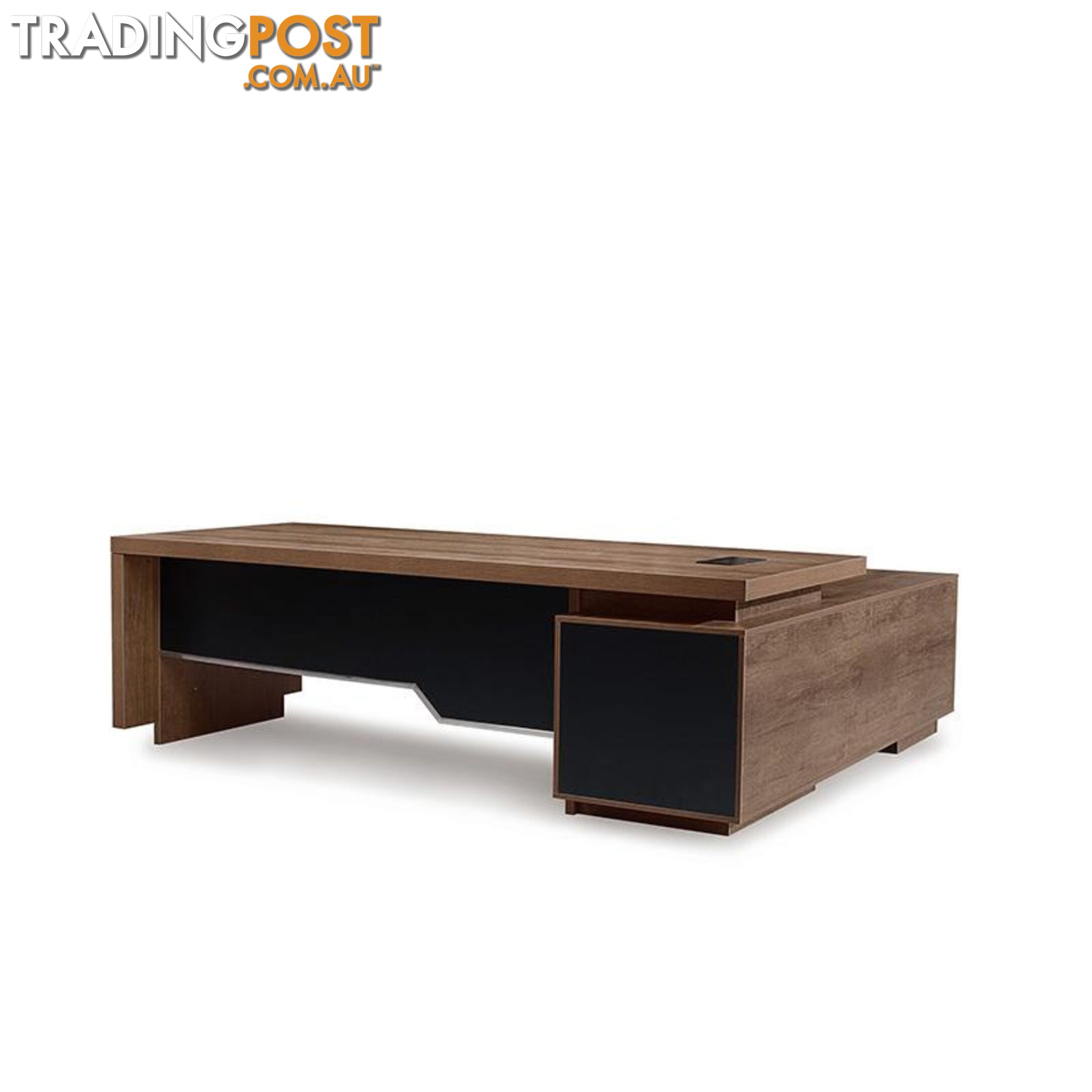 LARKIN Executive Desk with Left Return 2.4M - Warm Oak & Black - WF-M2503-L - 9334719011431