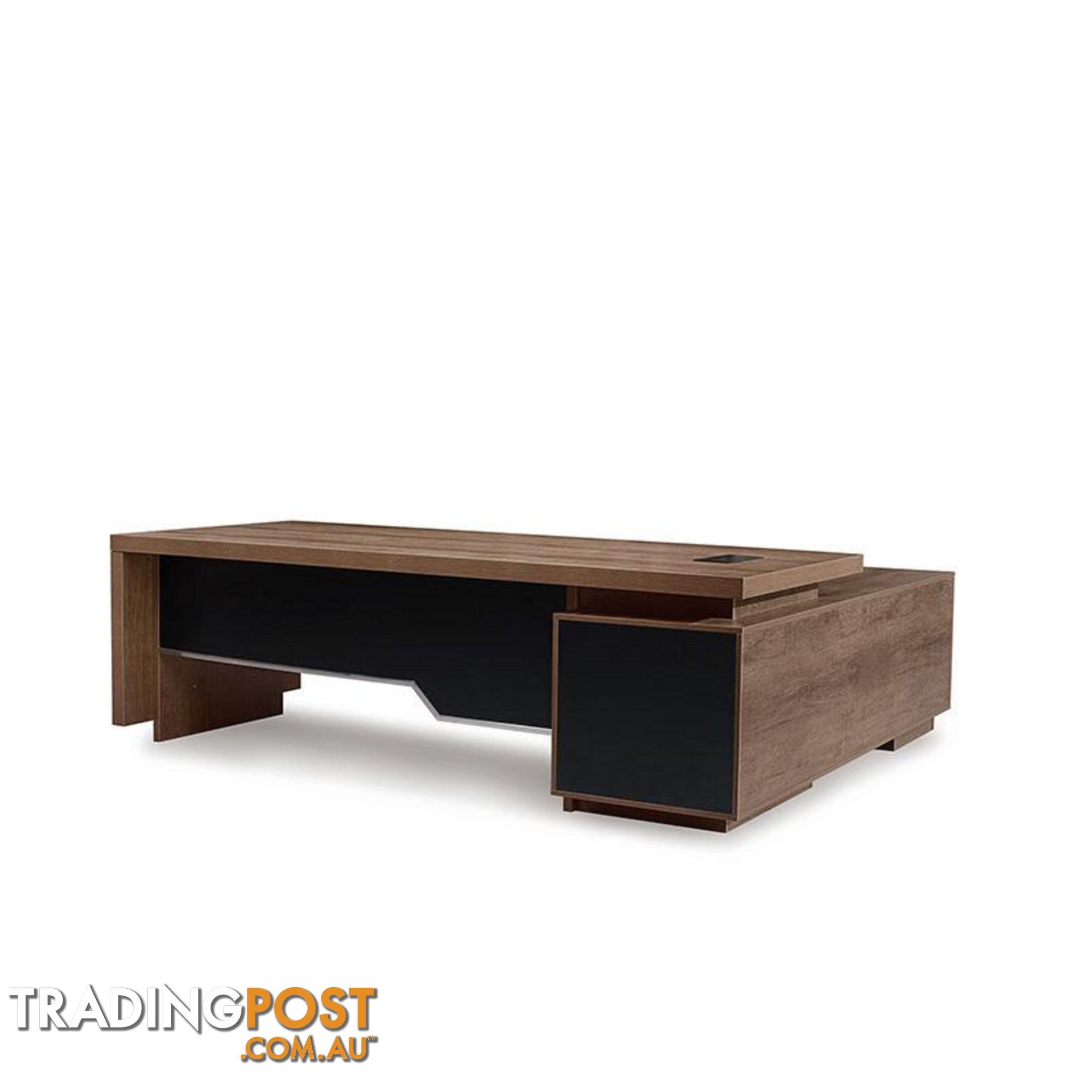 LARKIN Executive Desk with Left Return 2.4M - Warm Oak & Black - WF-M2503-L - 9334719011431