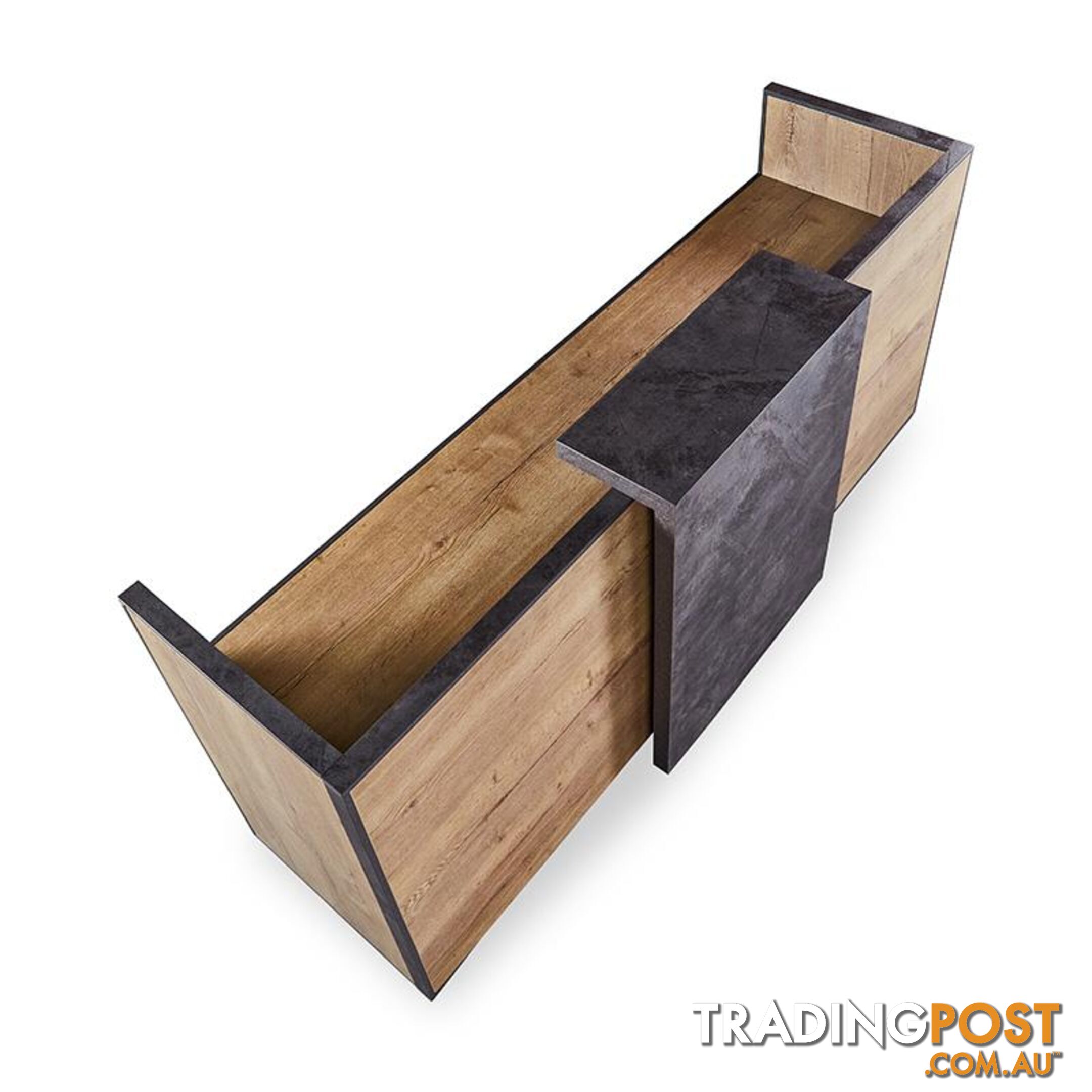 DEWITT Reception Desk 2.4M - Tobacco & Dark Concrete - WF-RT021 - 9334719004495