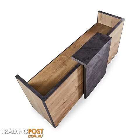 DEWITT Reception Desk 2.4M - Tobacco & Dark Concrete - WF-RT021 - 9334719004495