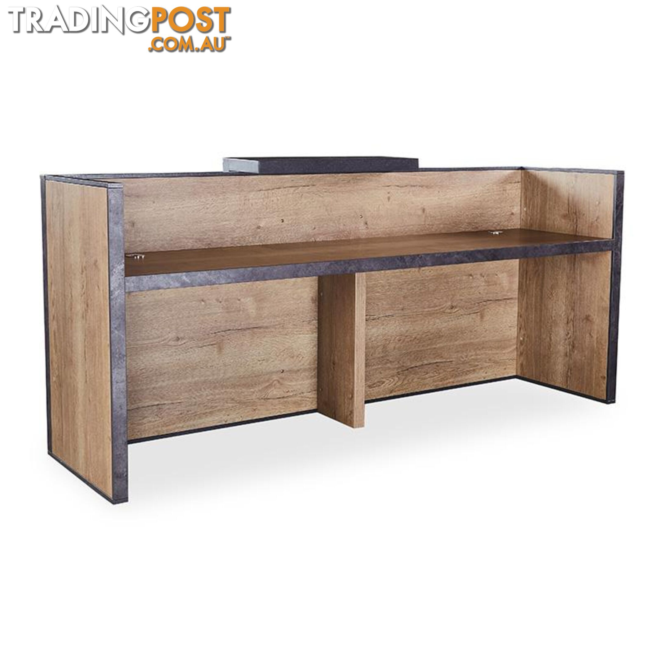 DEWITT Reception Desk 2.4M - Tobacco & Dark Concrete - WF-RT021 - 9334719004495