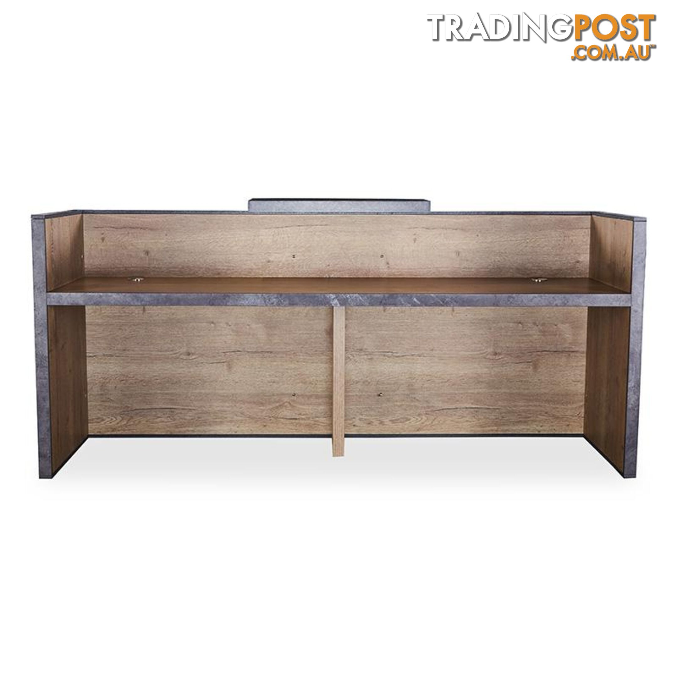 DEWITT Reception Desk 2.4M - Tobacco & Dark Concrete - WF-RT021 - 9334719004495