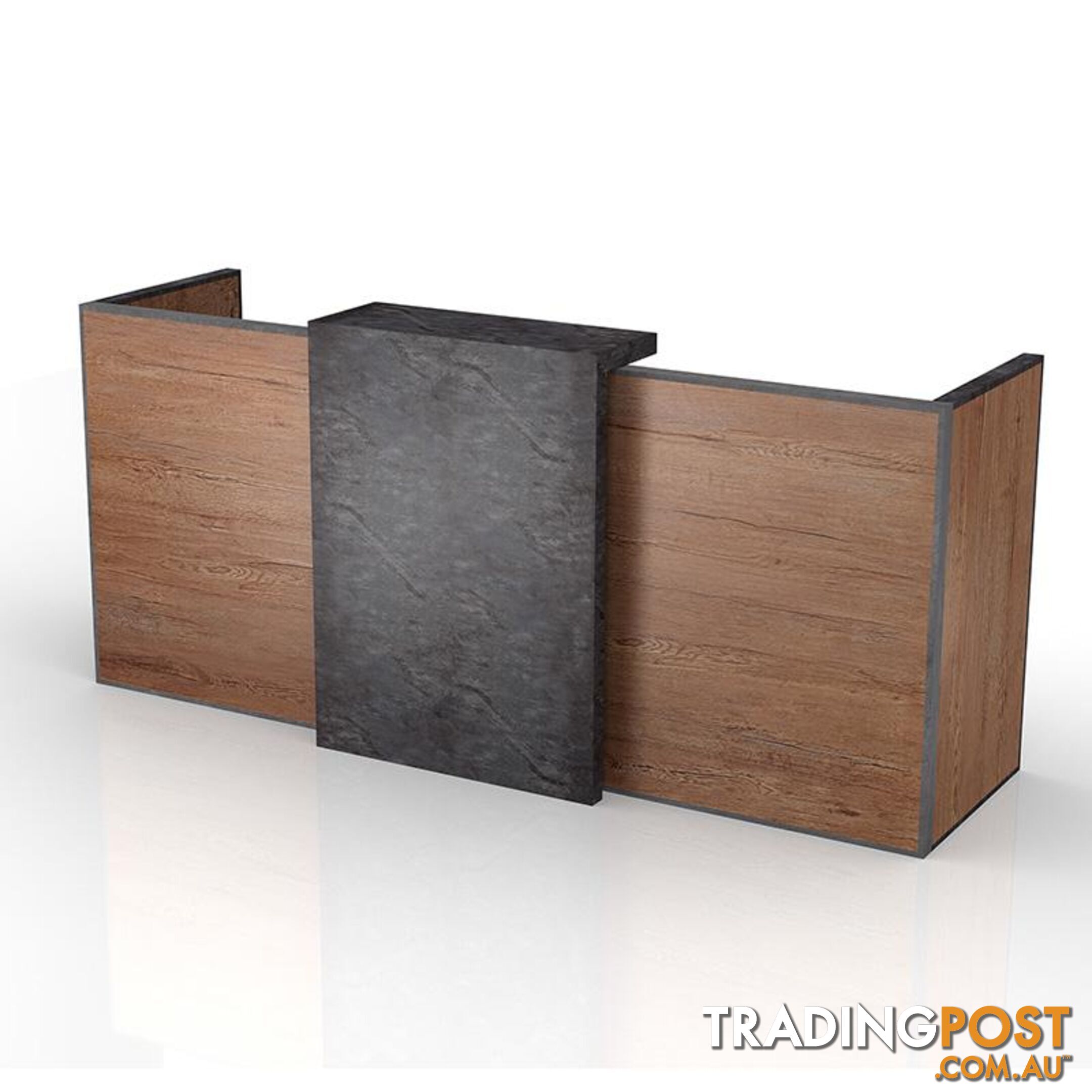 DEWITT Reception Desk 2.4M - Tobacco & Dark Concrete - WF-RT021 - 9334719004495