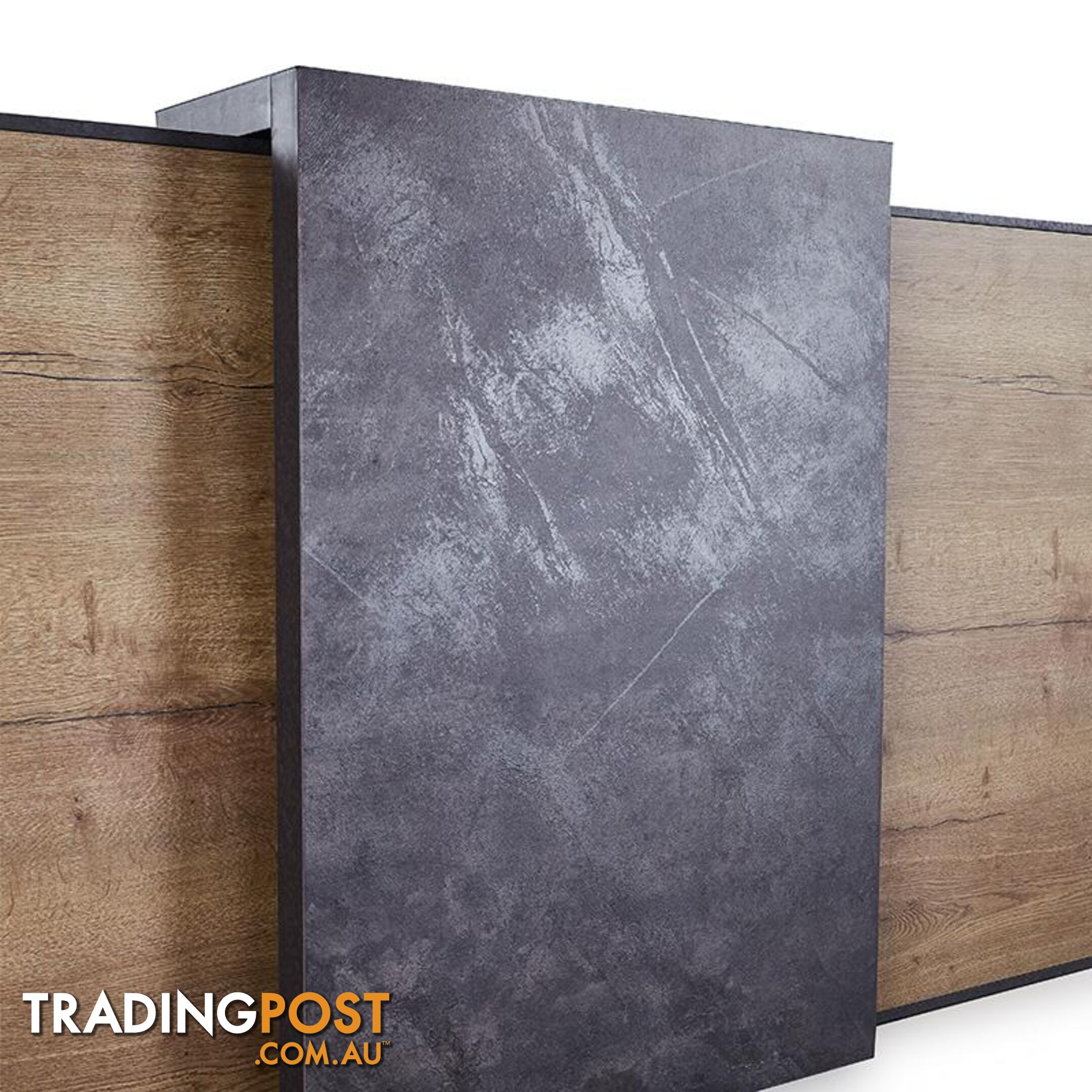 DEWITT Reception Desk 2.4M - Tobacco & Dark Concrete - WF-RT021 - 9334719004495