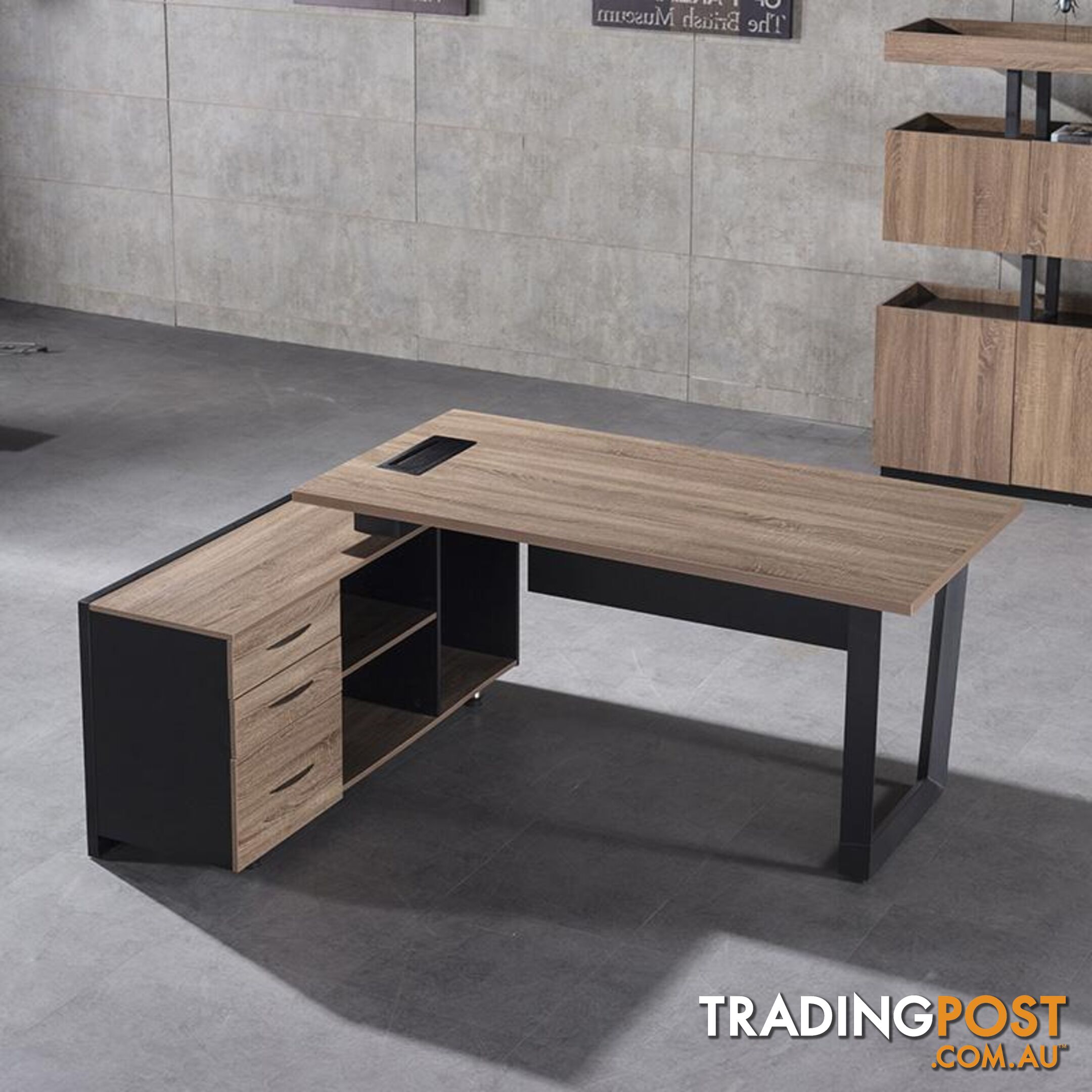 ADRIANO Executive Office Desk with Left Return 1.8M - Light Brown - WF-EW003-L - 9334719003825