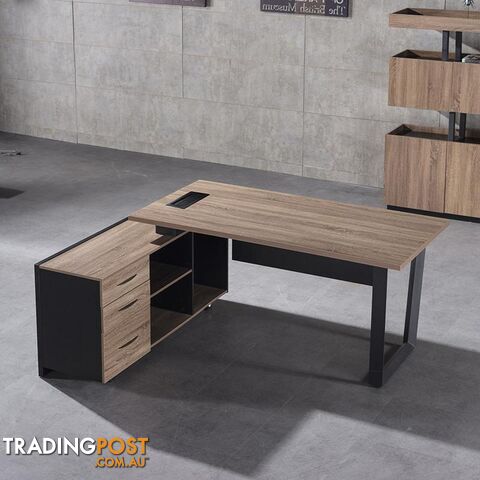 ADRIANO Executive Office Desk with Left Return 1.8M - Light Brown - WF-EW003-L - 9334719003825