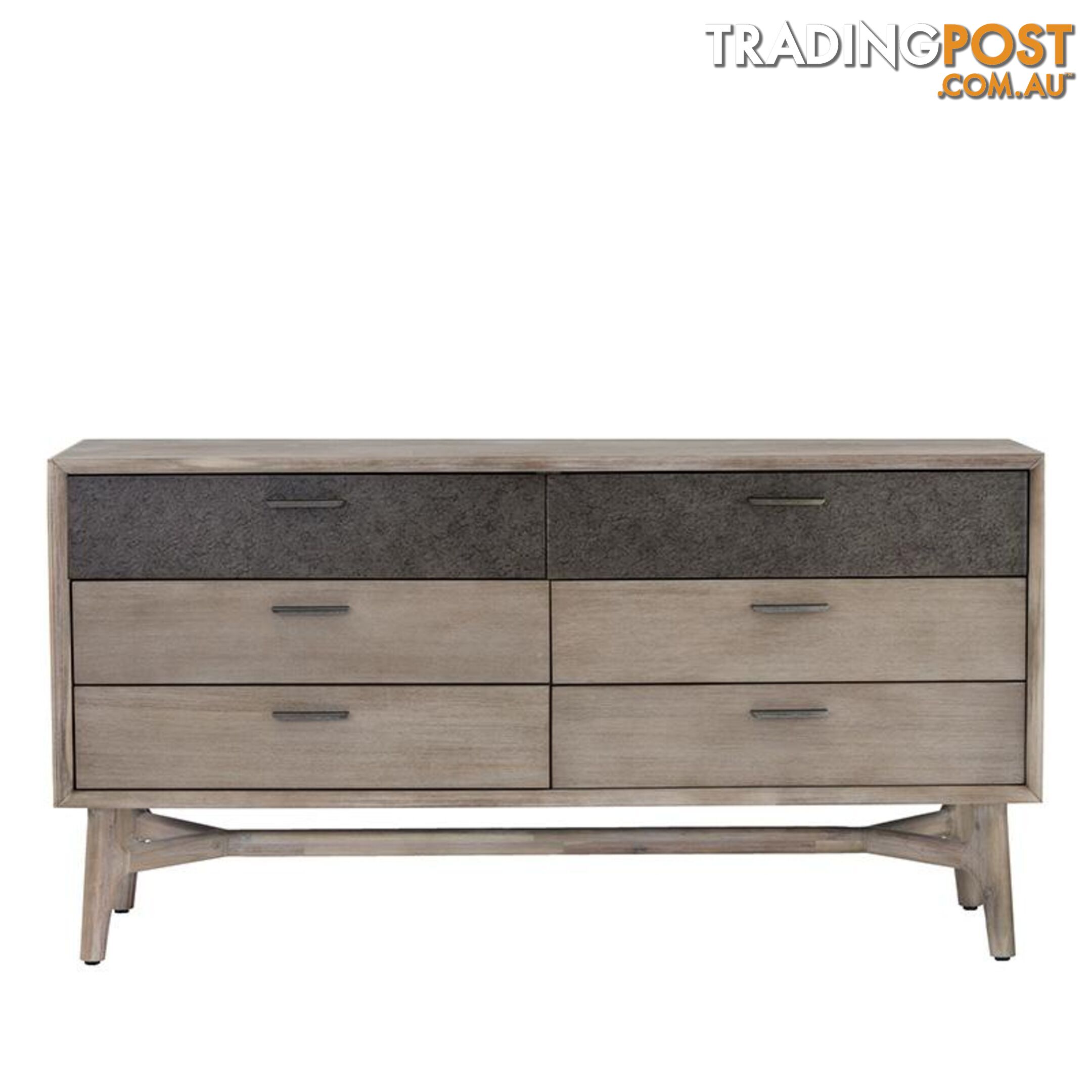 CORBIN Dresser 6 Drawers 155cm Acacia Solid Wood - Sandblast - 355003 - 9334719009179