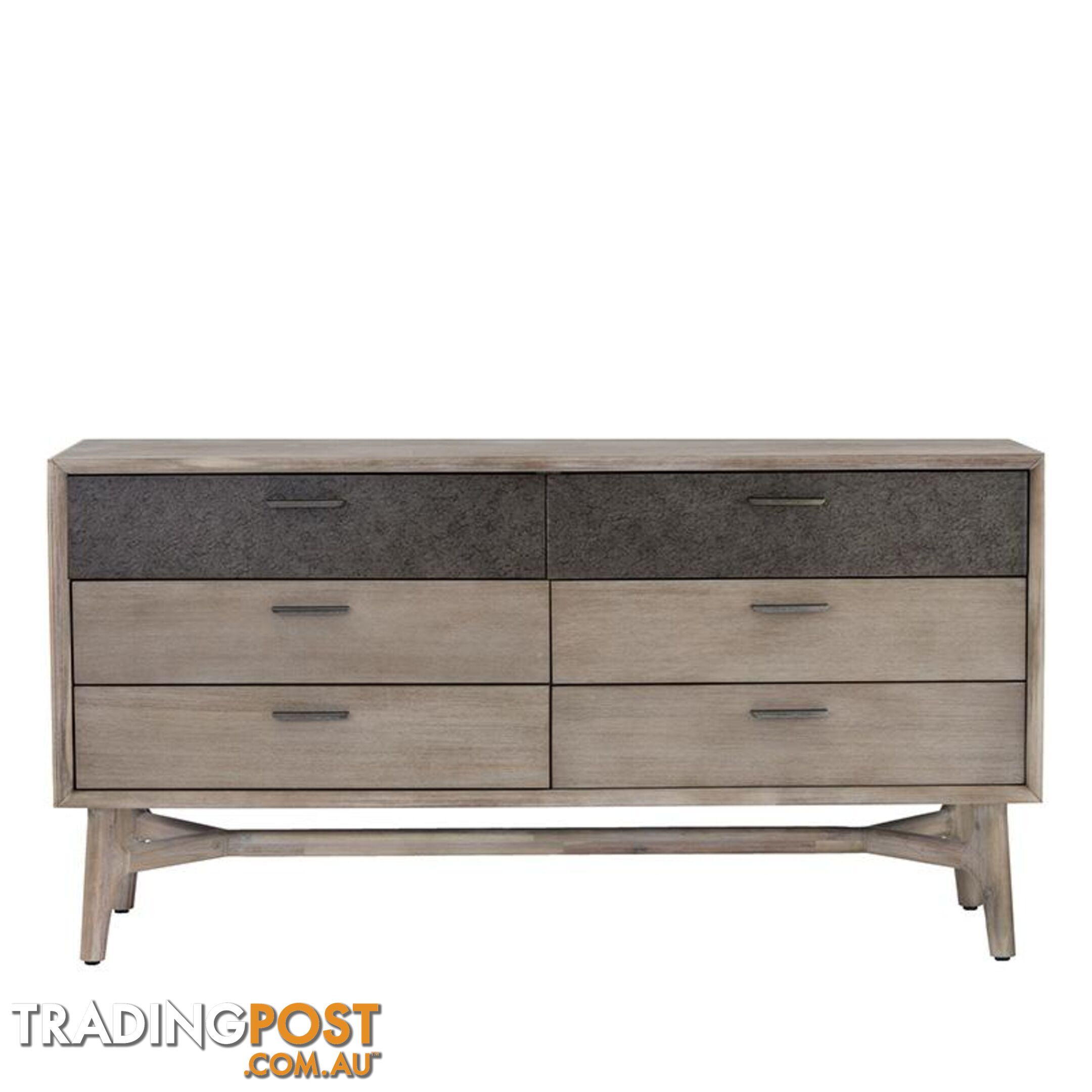 CORBIN Dresser 6 Drawers 155cm Acacia Solid Wood - Sandblast - 355003 - 9334719009179