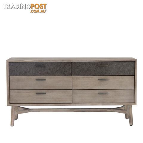 CORBIN Dresser 6 Drawers 155cm Acacia Solid Wood - Sandblast - 355003 - 9334719009179