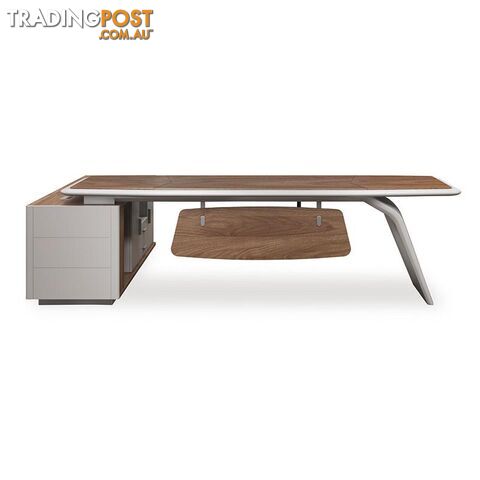 HUGO Executive Office Desk + Right Return - 240cm - Walnut + Ivory - MF-44MHR008 - 9334719011363