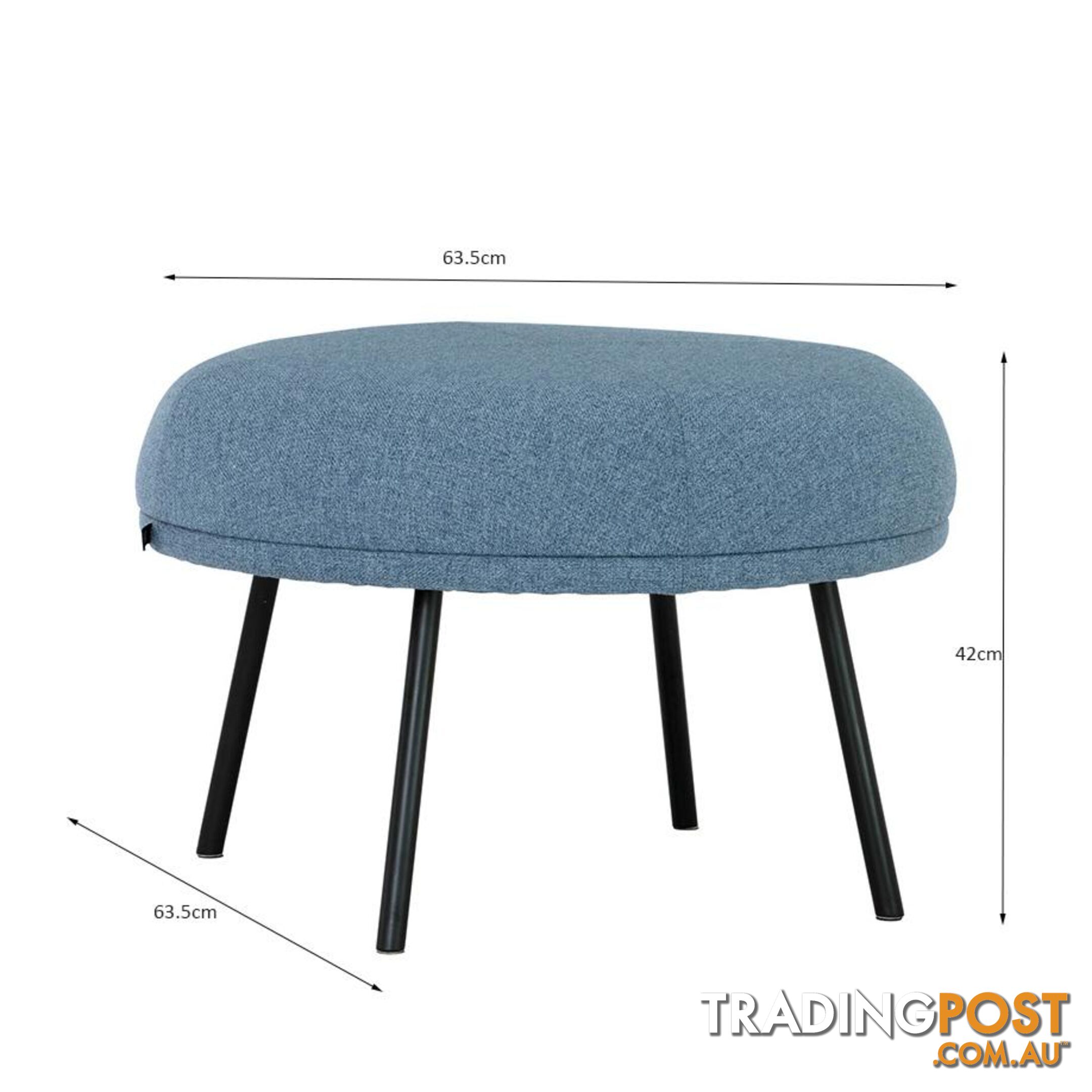 JUSTY Footstool/ Ottoman 63.5cm - Marble Blue - 236068 - 9334719007199