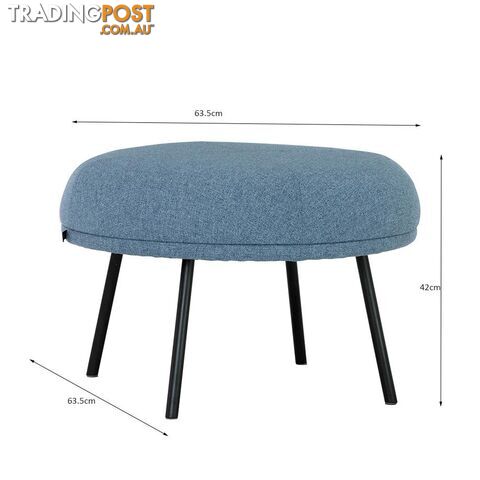 JUSTY Footstool/ Ottoman 63.5cm - Marble Blue - 236068 - 9334719007199