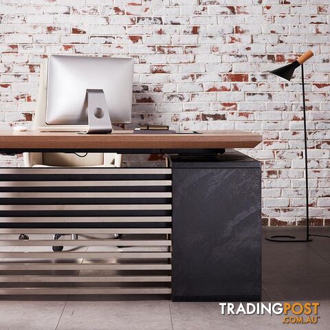 PHOENIX Executive Desk with Left Return 2.2M - Warm Oak & Black - WF-N2201-LEFT - 9334719011592