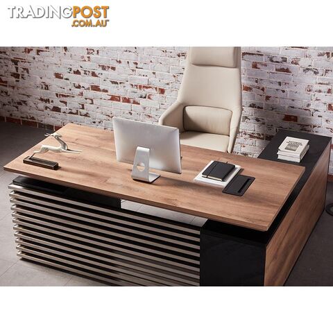 PHOENIX Executive Desk with Left Return 2.2M - Warm Oak & Black - WF-N2201-LEFT - 9334719011592