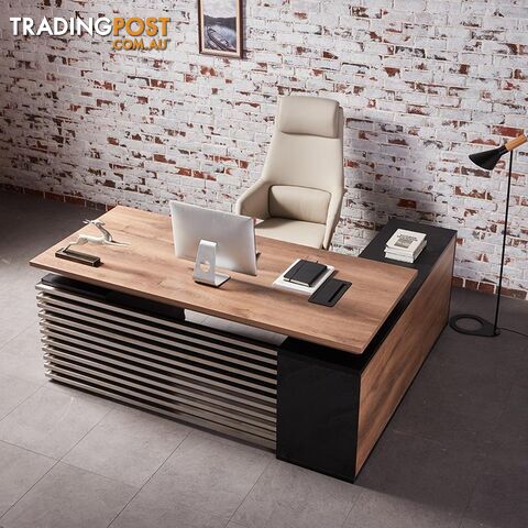 PHOENIX Executive Desk with Left Return 2.2M - Warm Oak & Black - WF-N2201-LEFT - 9334719011592