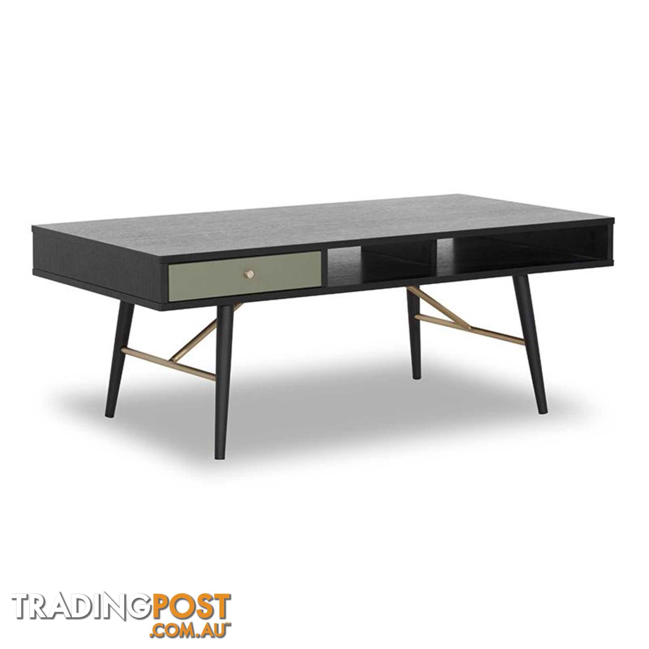 OMARI 117cm Black & Green Oak Coffee Table - DI-J5705 - 9334719001814