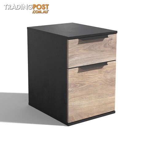 TRIBECA 2 Drawer Filing Cabinet - Warm Oak & Black - WF-N05 - 9334719011530